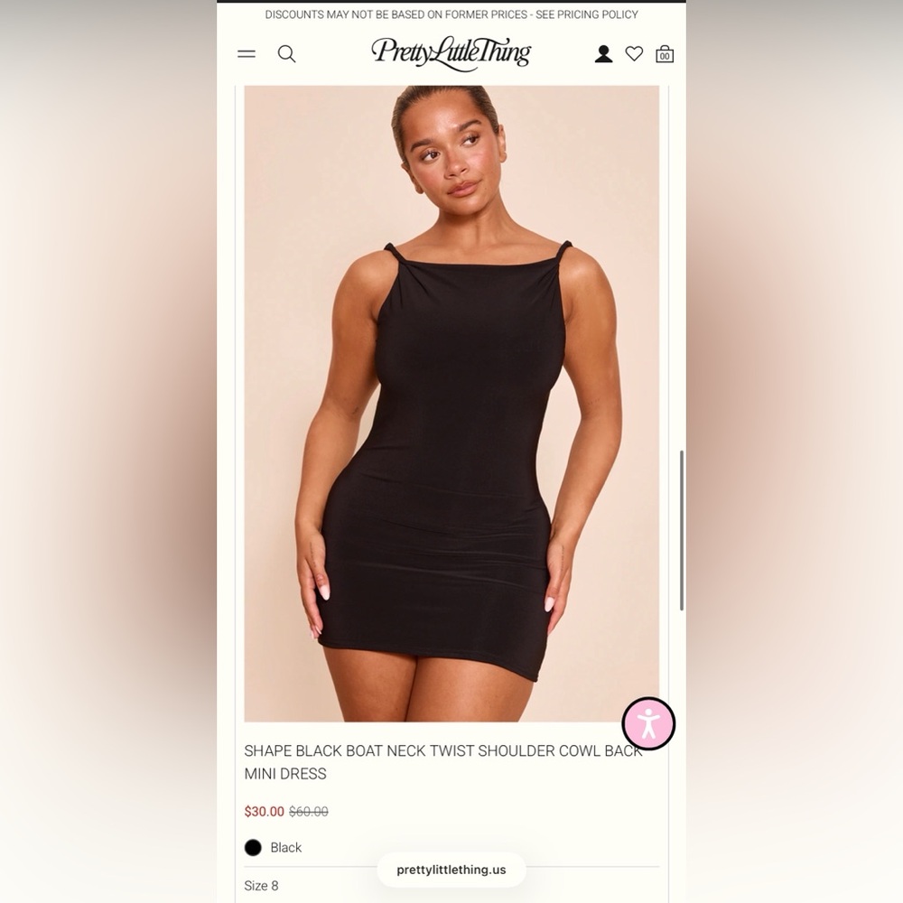 PrettyLittleThing Sleek Black Mini Dress